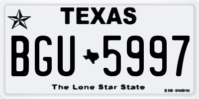 TX license plate BGU5997