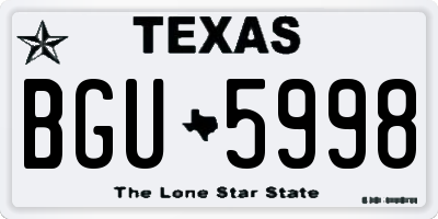 TX license plate BGU5998