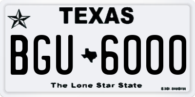 TX license plate BGU6000