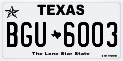 TX license plate BGU6003