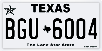TX license plate BGU6004