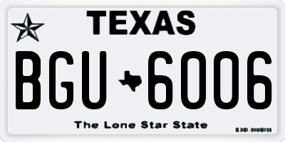 TX license plate BGU6006