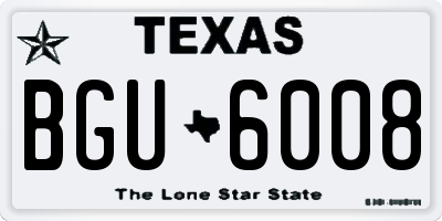 TX license plate BGU6008