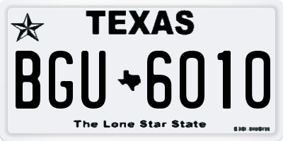 TX license plate BGU6010
