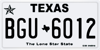 TX license plate BGU6012