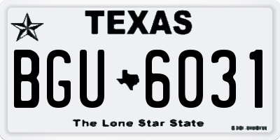TX license plate BGU6031