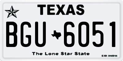 TX license plate BGU6051