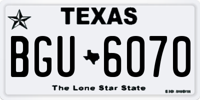 TX license plate BGU6070