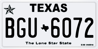 TX license plate BGU6072