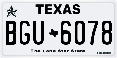TX license plate BGU6078