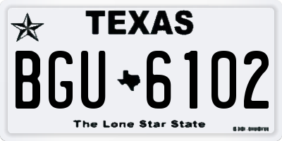 TX license plate BGU6102