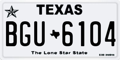 TX license plate BGU6104