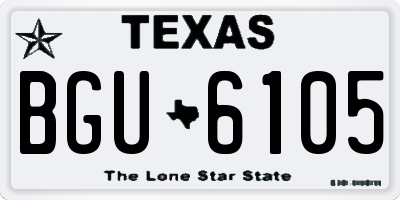 TX license plate BGU6105