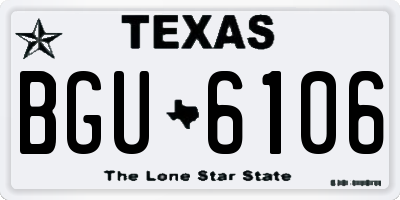 TX license plate BGU6106