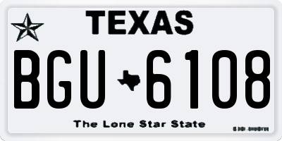 TX license plate BGU6108