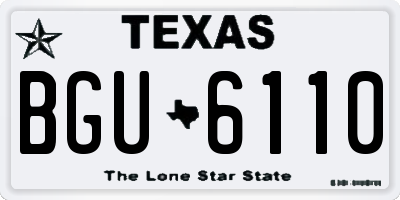 TX license plate BGU6110