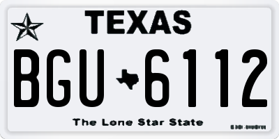 TX license plate BGU6112