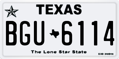 TX license plate BGU6114