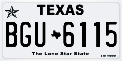 TX license plate BGU6115