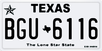 TX license plate BGU6116