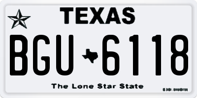 TX license plate BGU6118