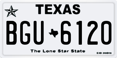 TX license plate BGU6120