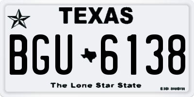 TX license plate BGU6138