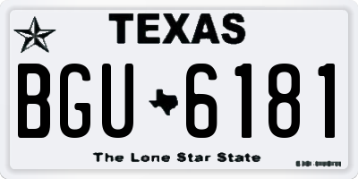 TX license plate BGU6181