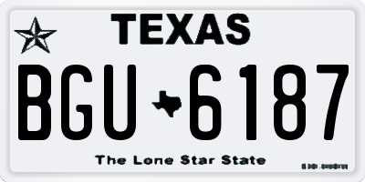 TX license plate BGU6187