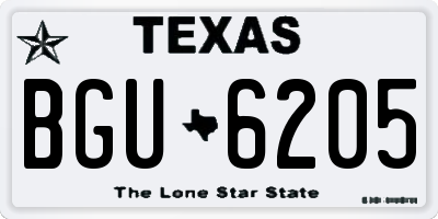 TX license plate BGU6205