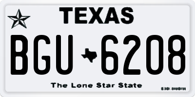 TX license plate BGU6208