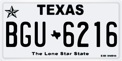 TX license plate BGU6216