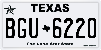 TX license plate BGU6220