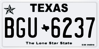 TX license plate BGU6237