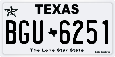 TX license plate BGU6251