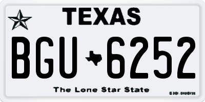 TX license plate BGU6252