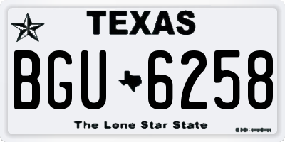 TX license plate BGU6258