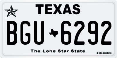 TX license plate BGU6292