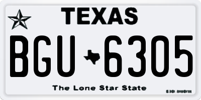 TX license plate BGU6305