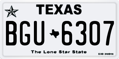 TX license plate BGU6307