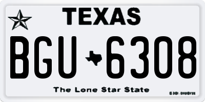 TX license plate BGU6308