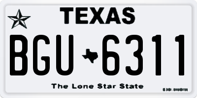 TX license plate BGU6311