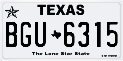 TX license plate BGU6315