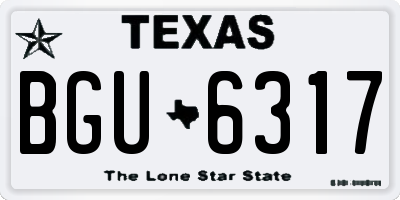 TX license plate BGU6317