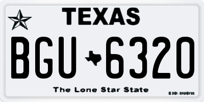 TX license plate BGU6320