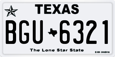 TX license plate BGU6321