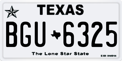 TX license plate BGU6325