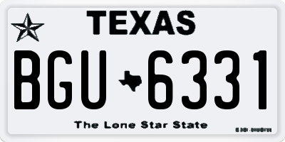 TX license plate BGU6331
