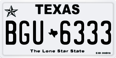 TX license plate BGU6333
