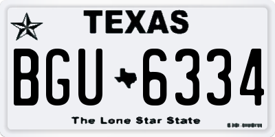 TX license plate BGU6334